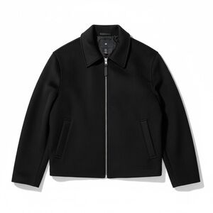 H&M Black Wool Blend Zip-Up Harrington Jacket Size M